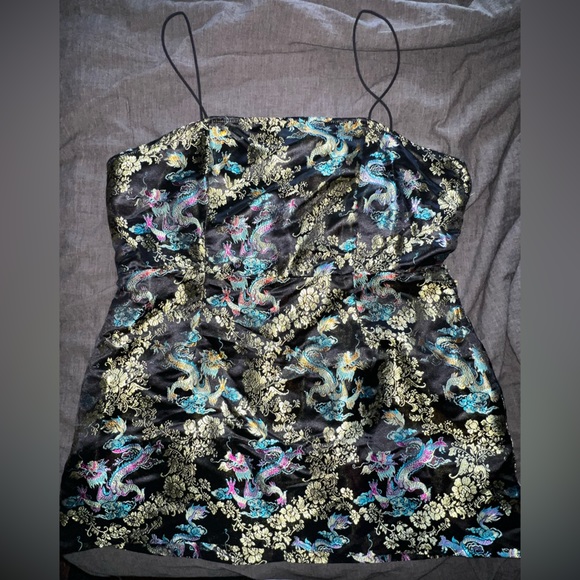 Dragon Pattern Multicolored Mini Dress - Picture 1 of 6